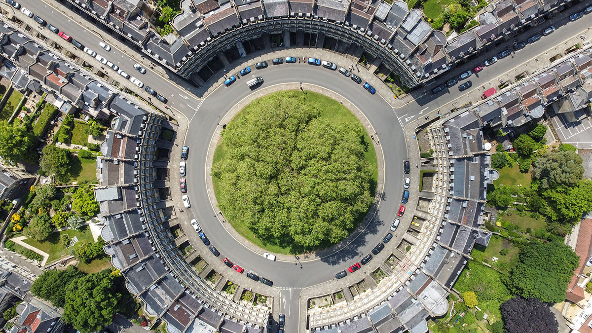 Aerial view of The Circle Bath Somerset